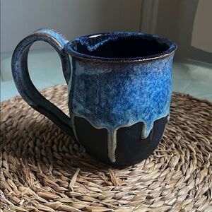 Artisan Blue and Black Ceramic Mug